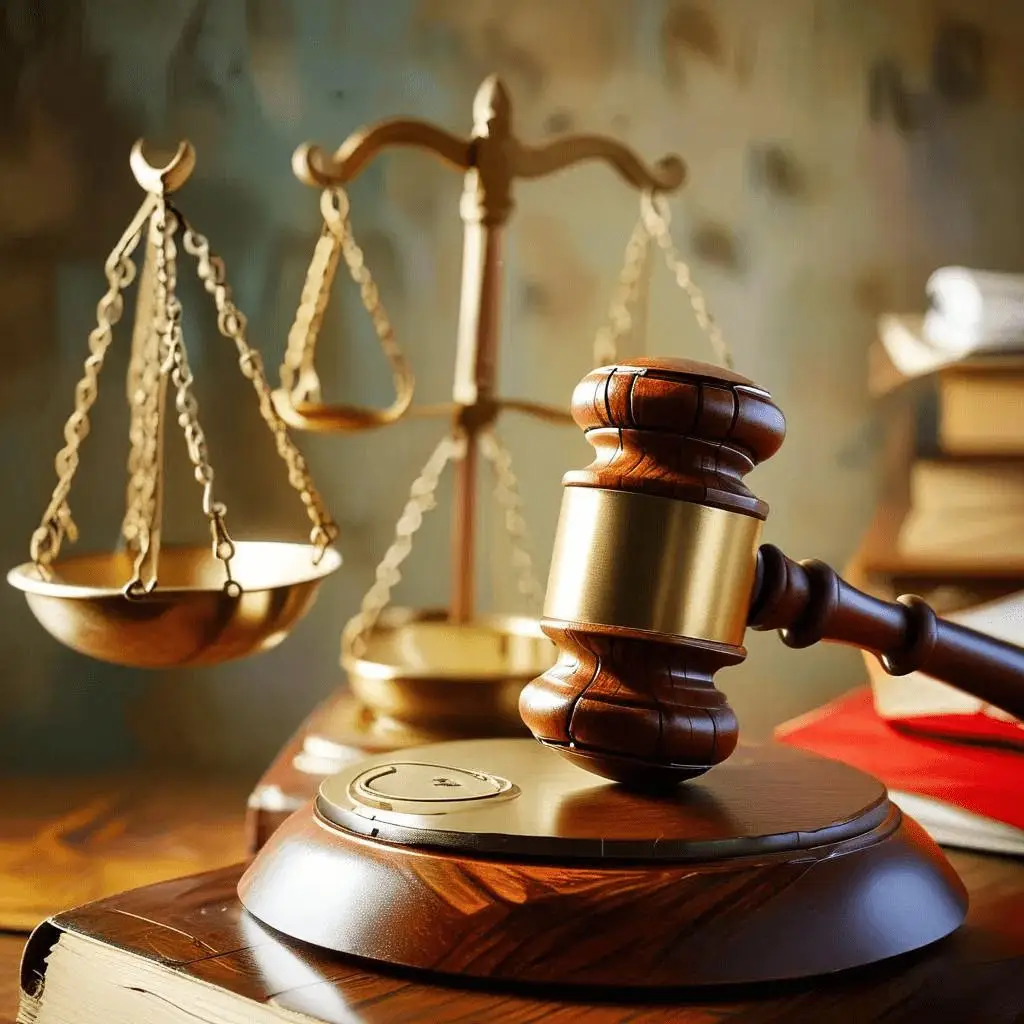 gavel and scales of justice with books in the background